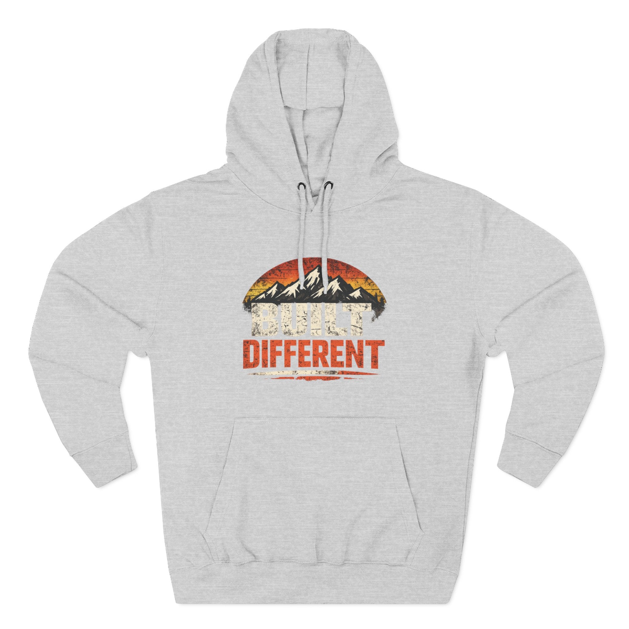 Built Different Hoodie — Retro Mountain "Train Harder, Work Harder" Graphic Hoodie