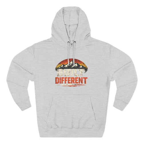 Built Different Hoodie — Retro Mountain "Train Harder, Work Harder" Graphic Hoodie