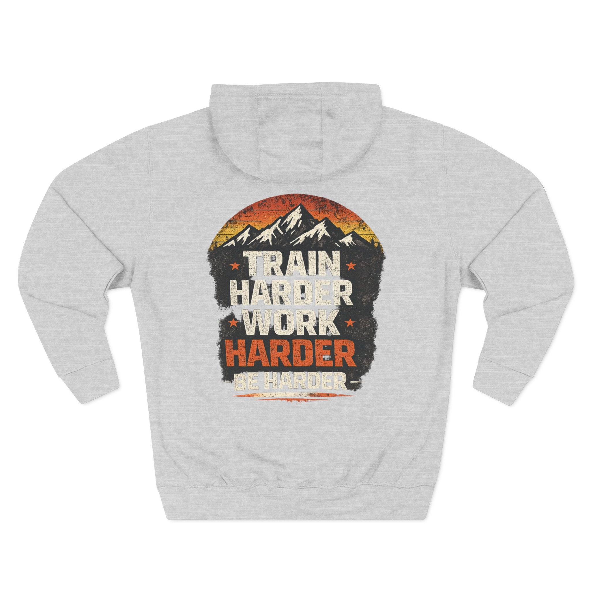 Built Different Hoodie — Retro Mountain "Train Harder, Work Harder" Graphic Hoodie