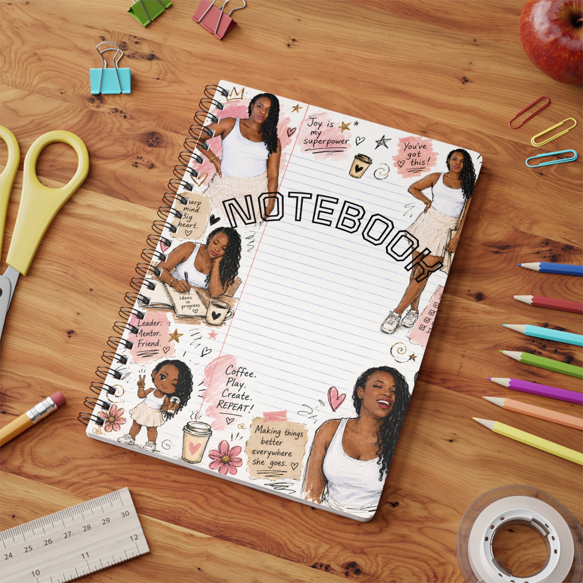 Collage Journal Girl Figures Notebook | Spiral A5 Wirobound