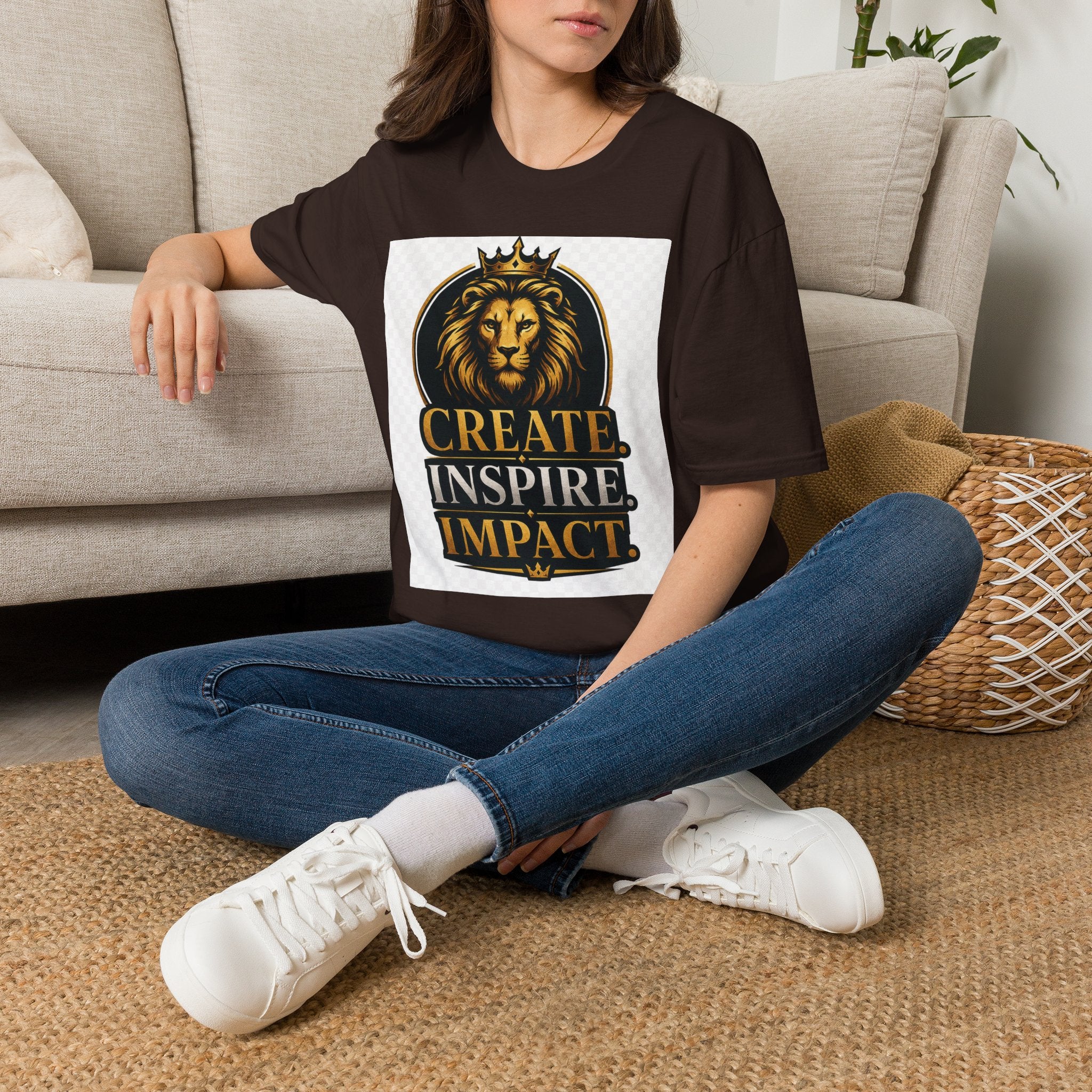 Create Inspire Impact Lion T-Shirt — Motivational Graphic Tee