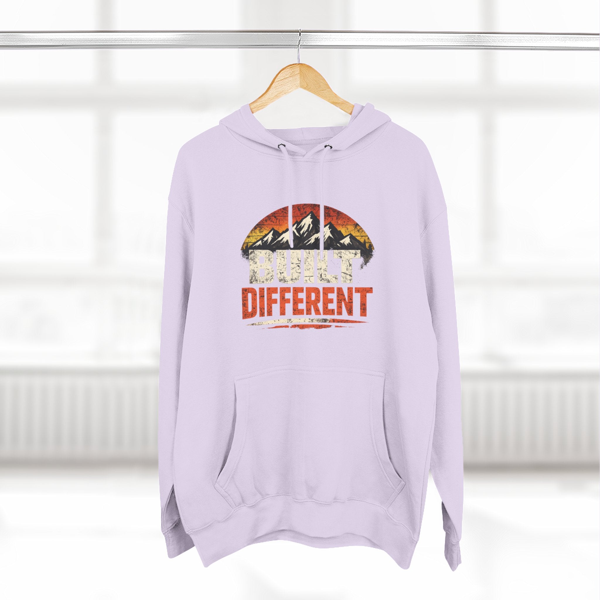 Built Different Hoodie — Retro Mountain "Train Harder, Work Harder" Graphic Hoodie