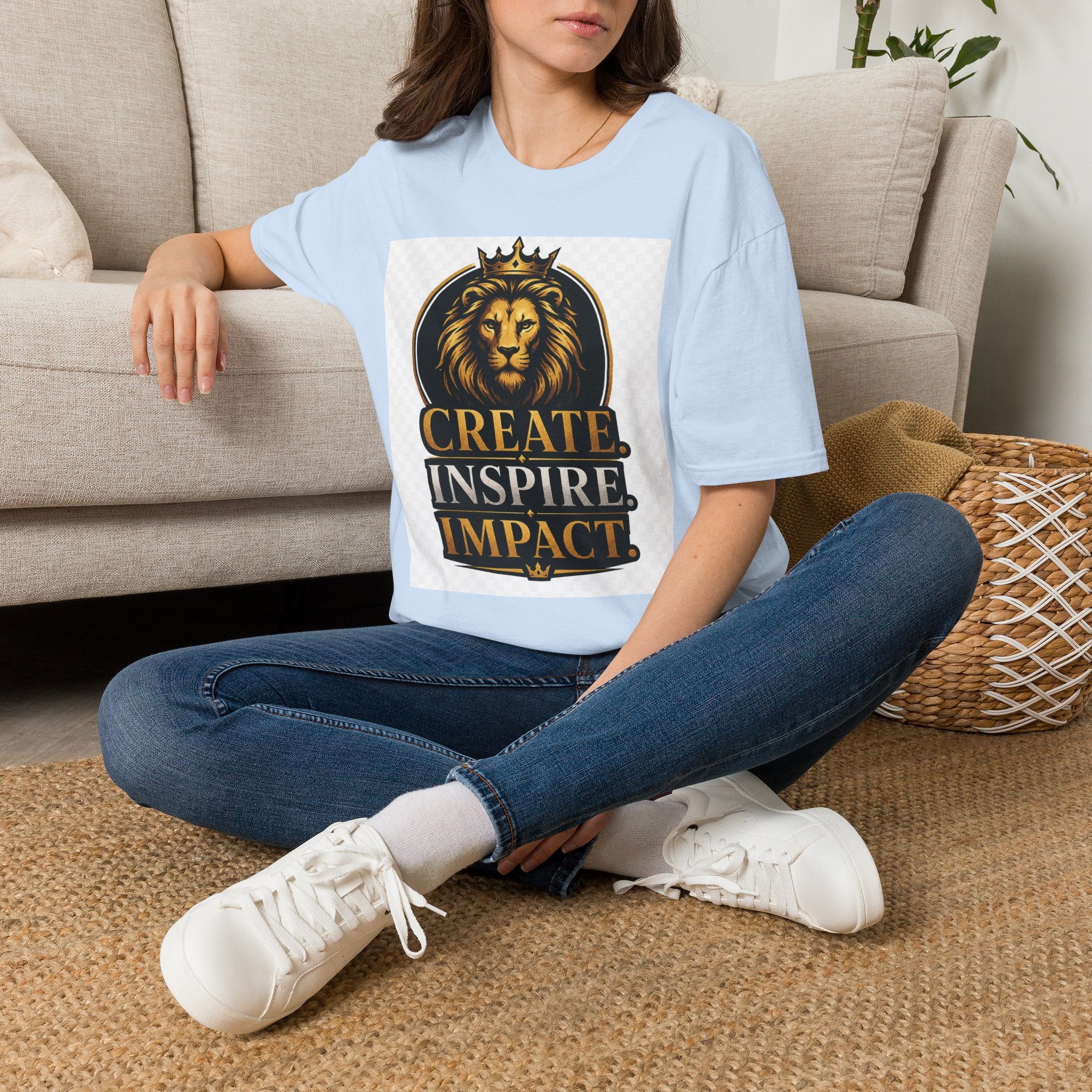 Create Inspire Impact Lion T-Shirt — Motivational Graphic Tee