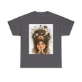 T-Shirt — Daydreaming Girl Illustration Tee (clock & question mark design)