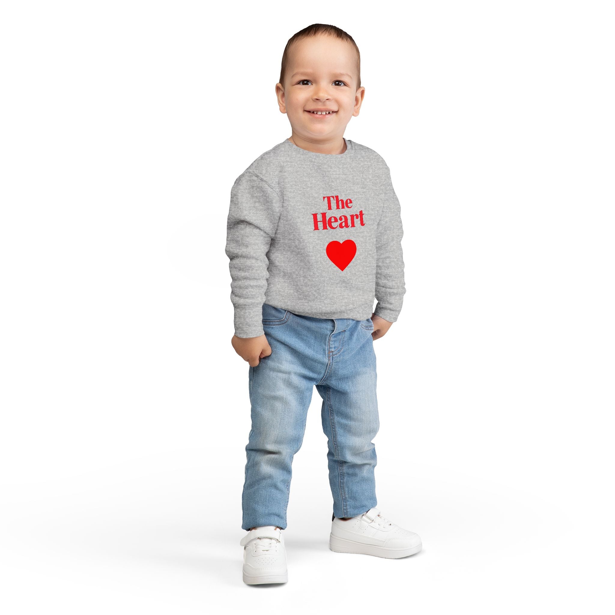 Toddler Sweatshirt - "The Heart" Red Heart Graphic Cozy Kids Pullover (Valentine's Day)