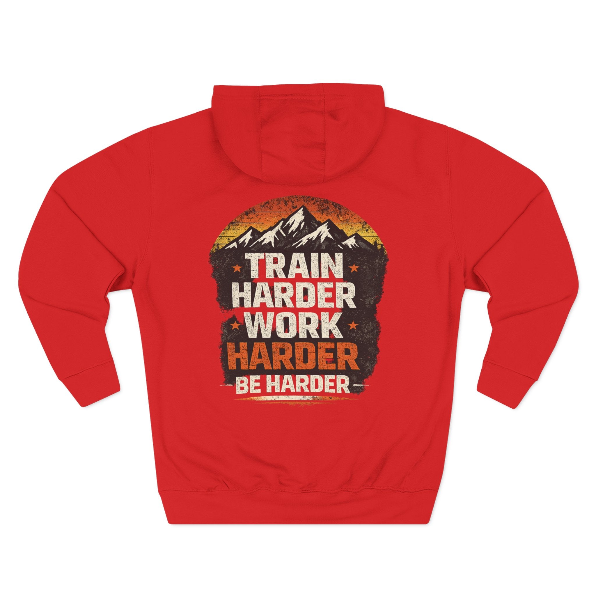 Built Different Hoodie — Retro Mountain "Train Harder, Work Harder" Graphic Hoodie