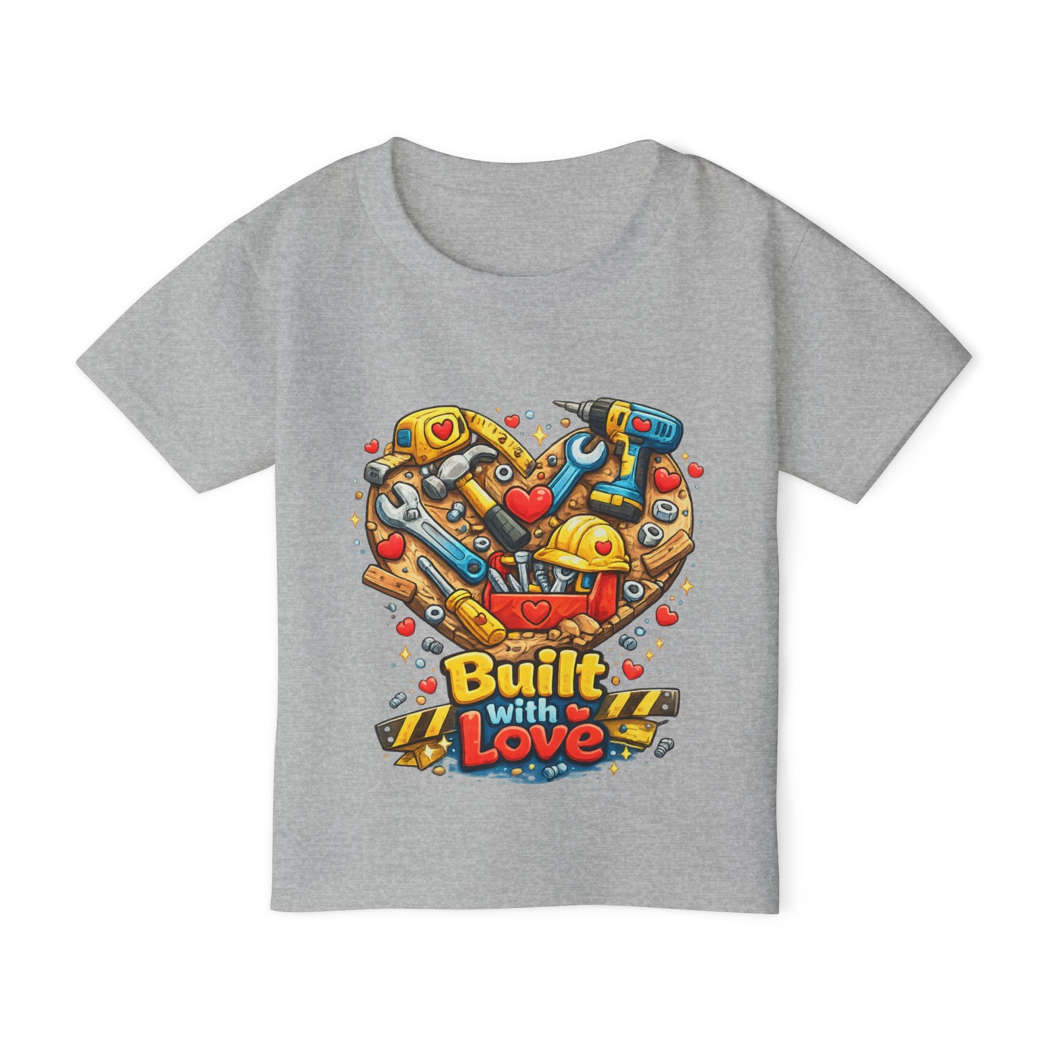 Toddler T-Shirt — "Built With Love" Construction Heart Graphic