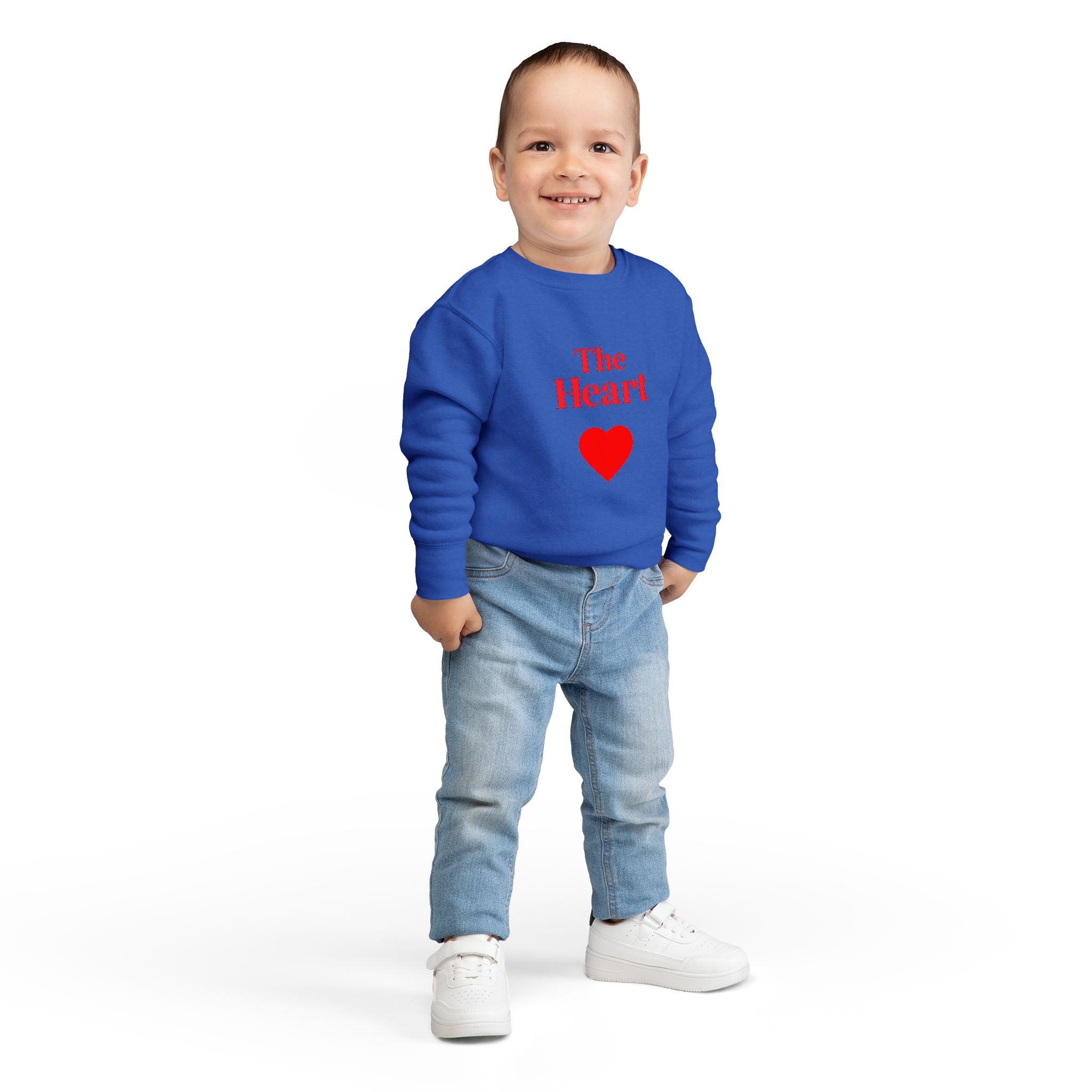 Toddler Sweatshirt - "The Heart" Red Heart Graphic Cozy Kids Pullover (Valentine's Day)