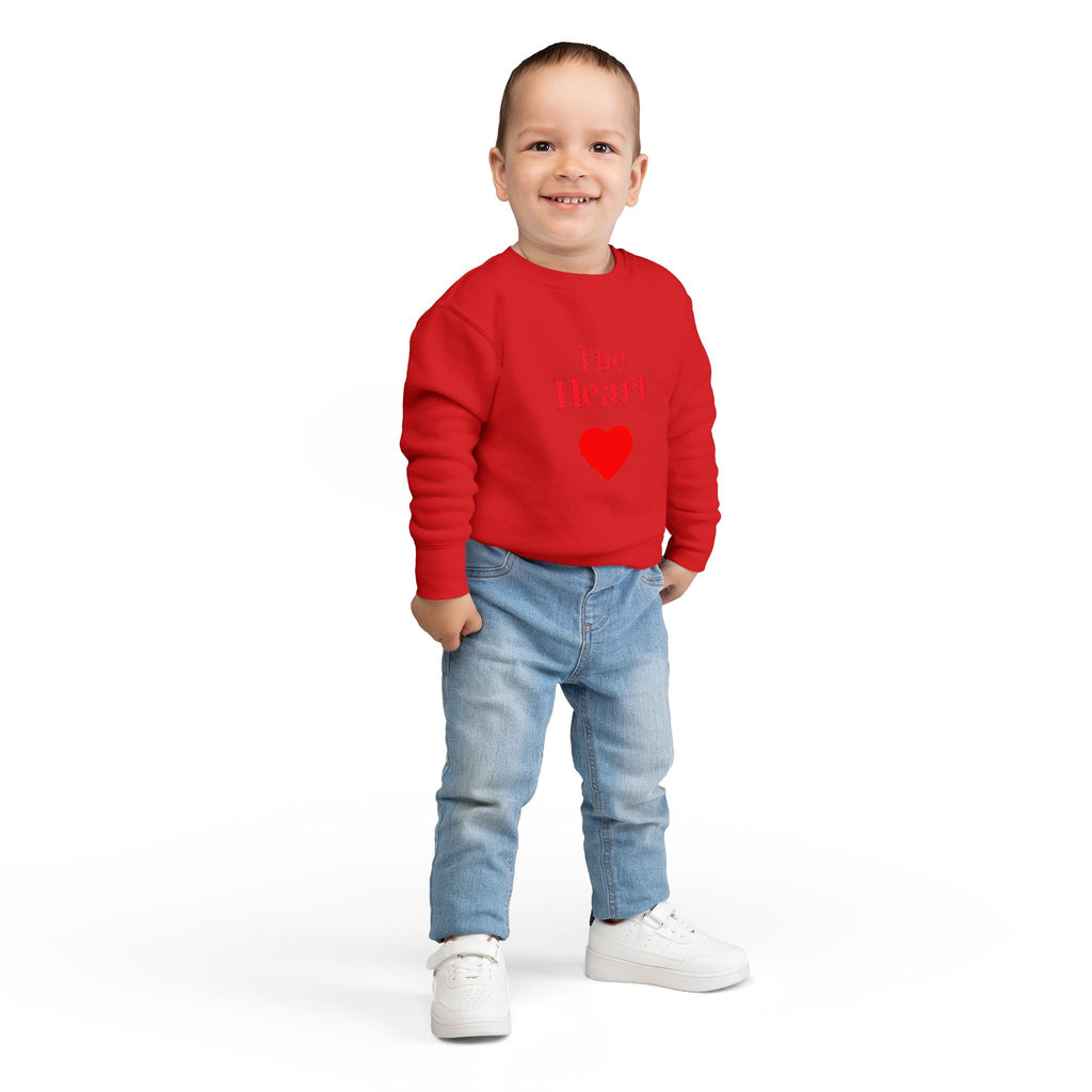 Toddler Sweatshirt - "The Heart" Red Heart Graphic Cozy Kids Pullover (Valentine's Day)