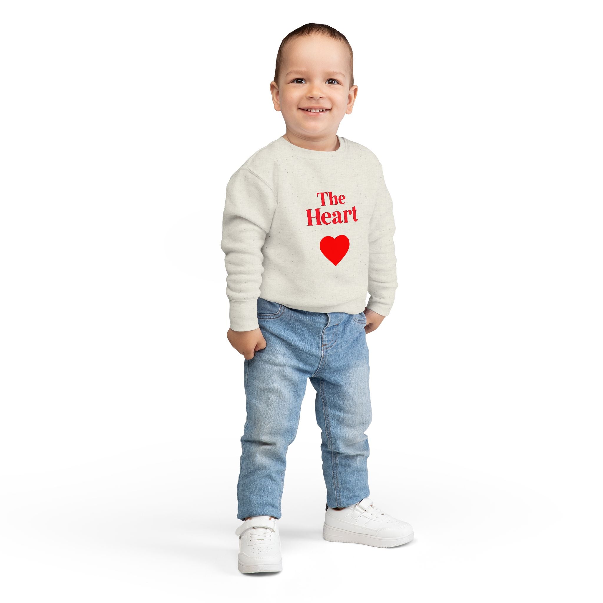 Toddler Sweatshirt - "The Heart" Red Heart Graphic Cozy Kids Pullover (Valentine's Day)