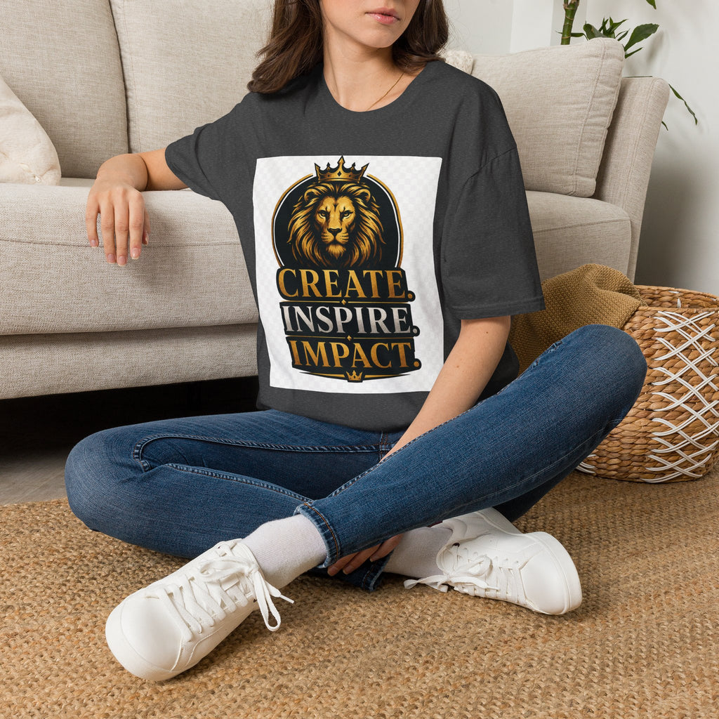 Create Inspire Impact Lion T-Shirt — Motivational Graphic Tee