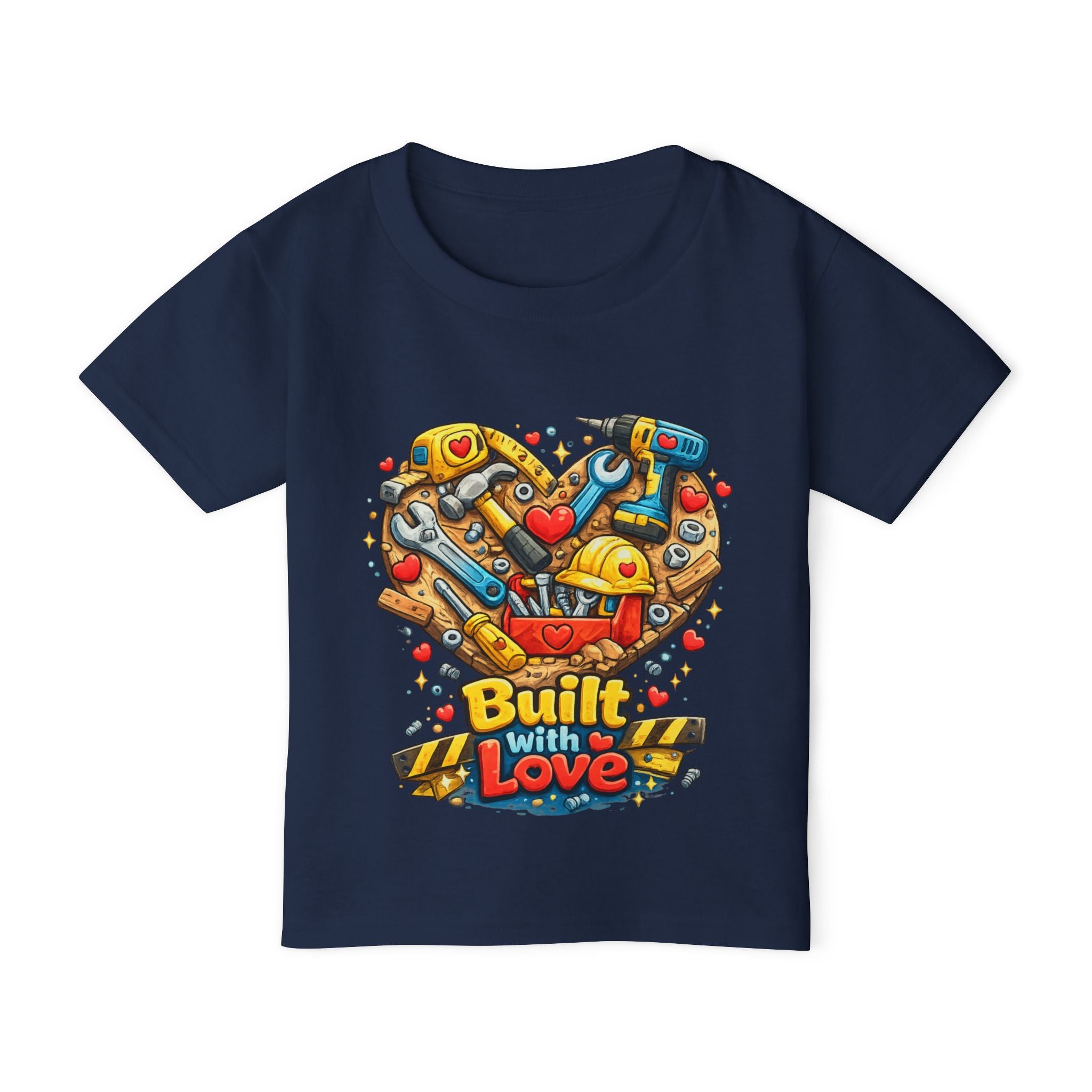 Toddler T-Shirt — "Built With Love" Construction Heart Graphic
