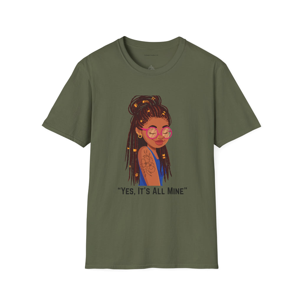 Graphic Tee — Afro Girl Illustration with "Yes, It’s All Mine"