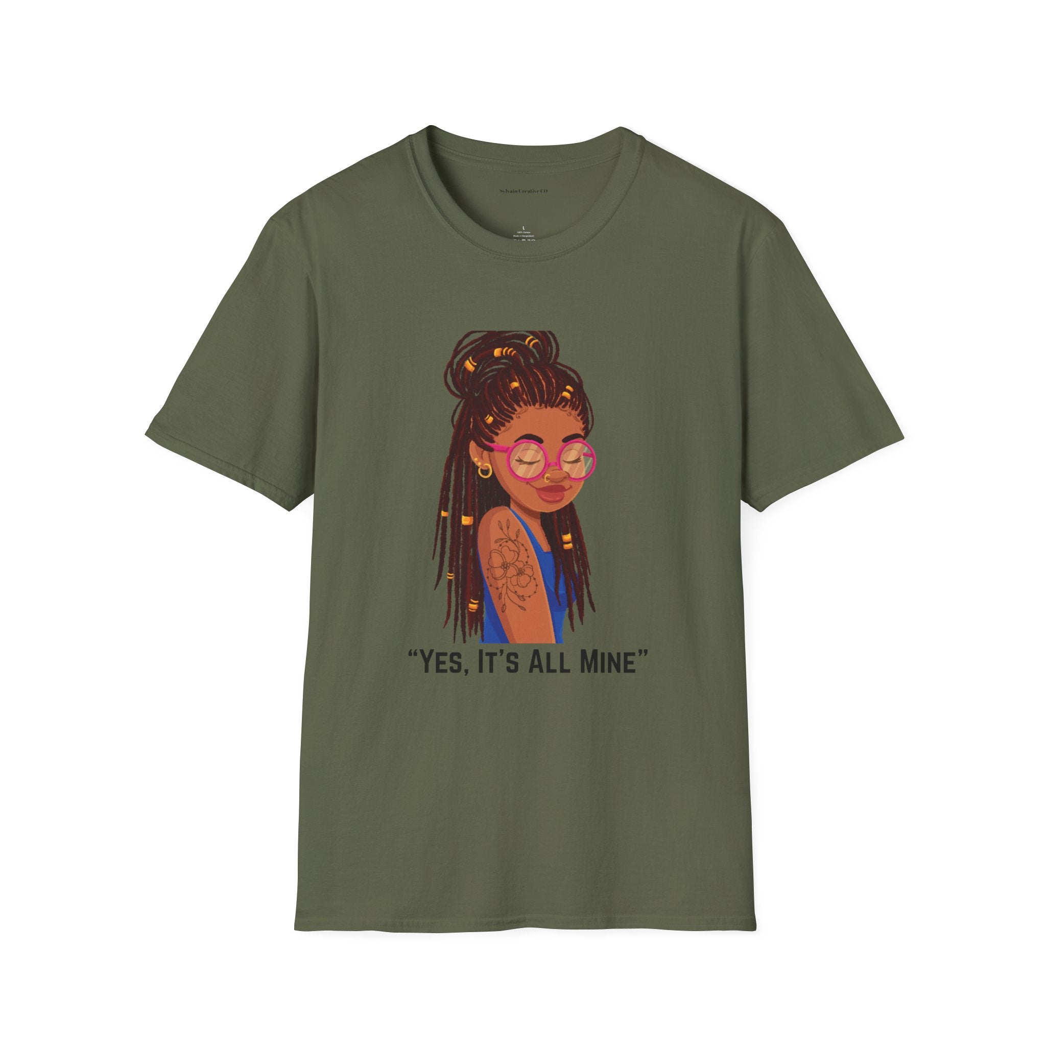 Graphic Tee — Afro Girl Illustration with "Yes, It’s All Mine"