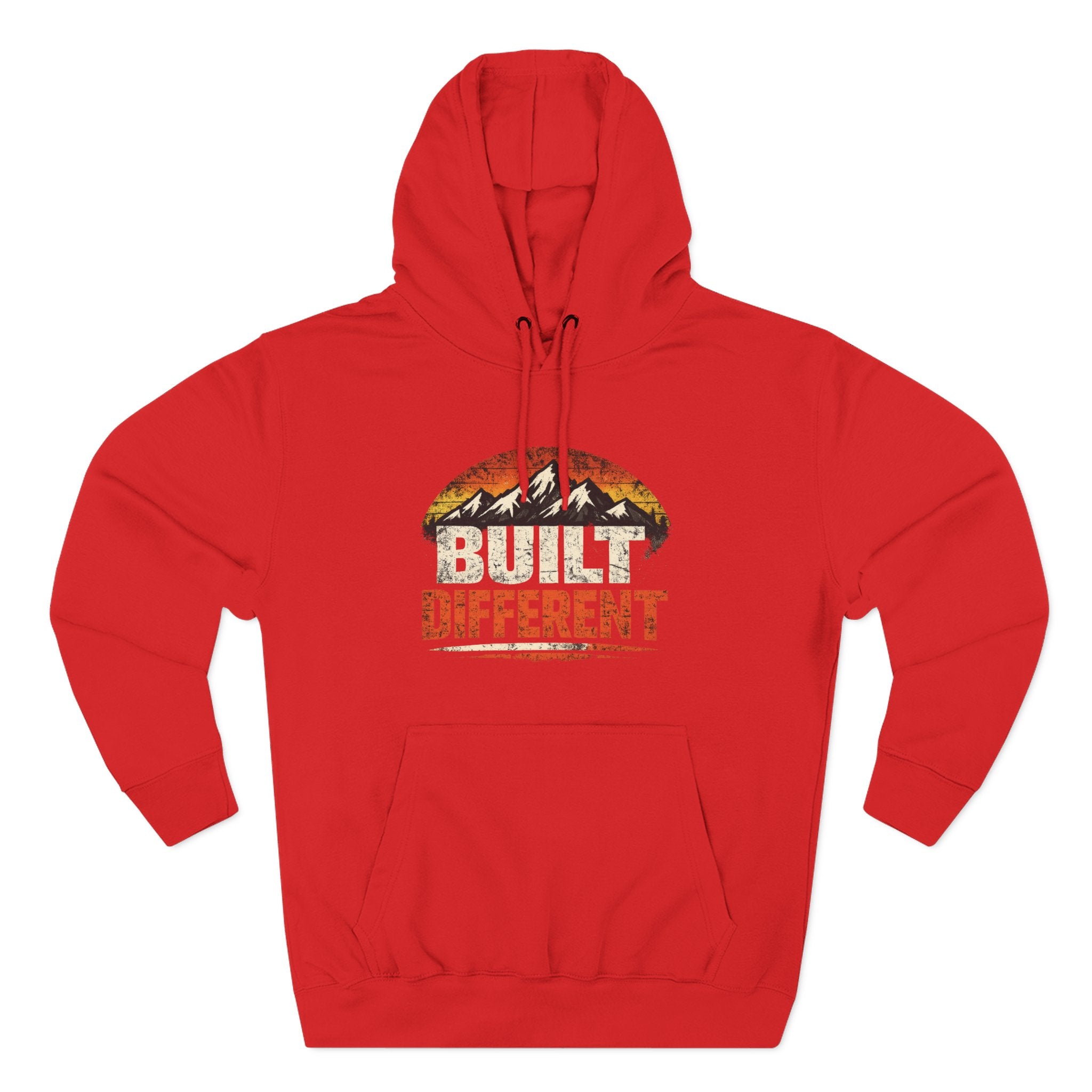Built Different Hoodie — Retro Mountain "Train Harder, Work Harder" Graphic Hoodie