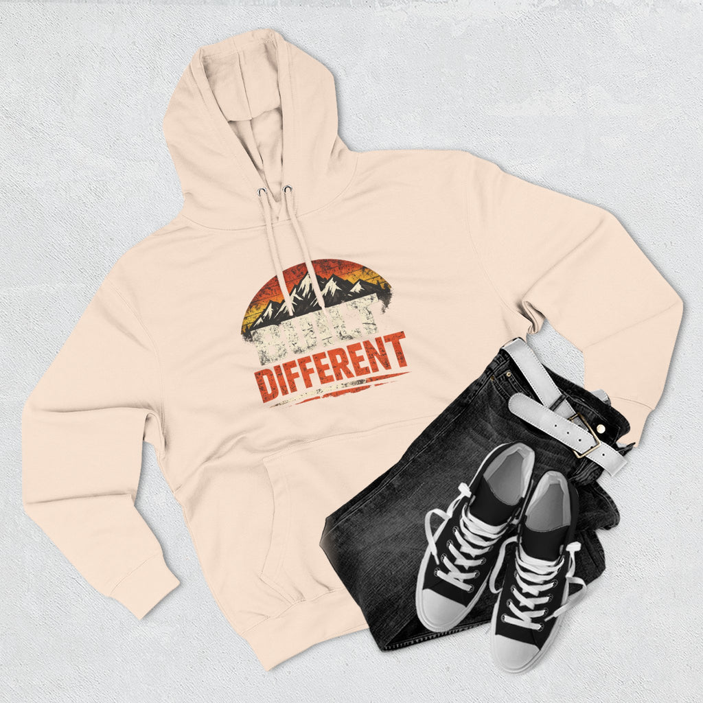 Built Different Hoodie — Retro Mountain "Train Harder, Work Harder" Graphic Hoodie