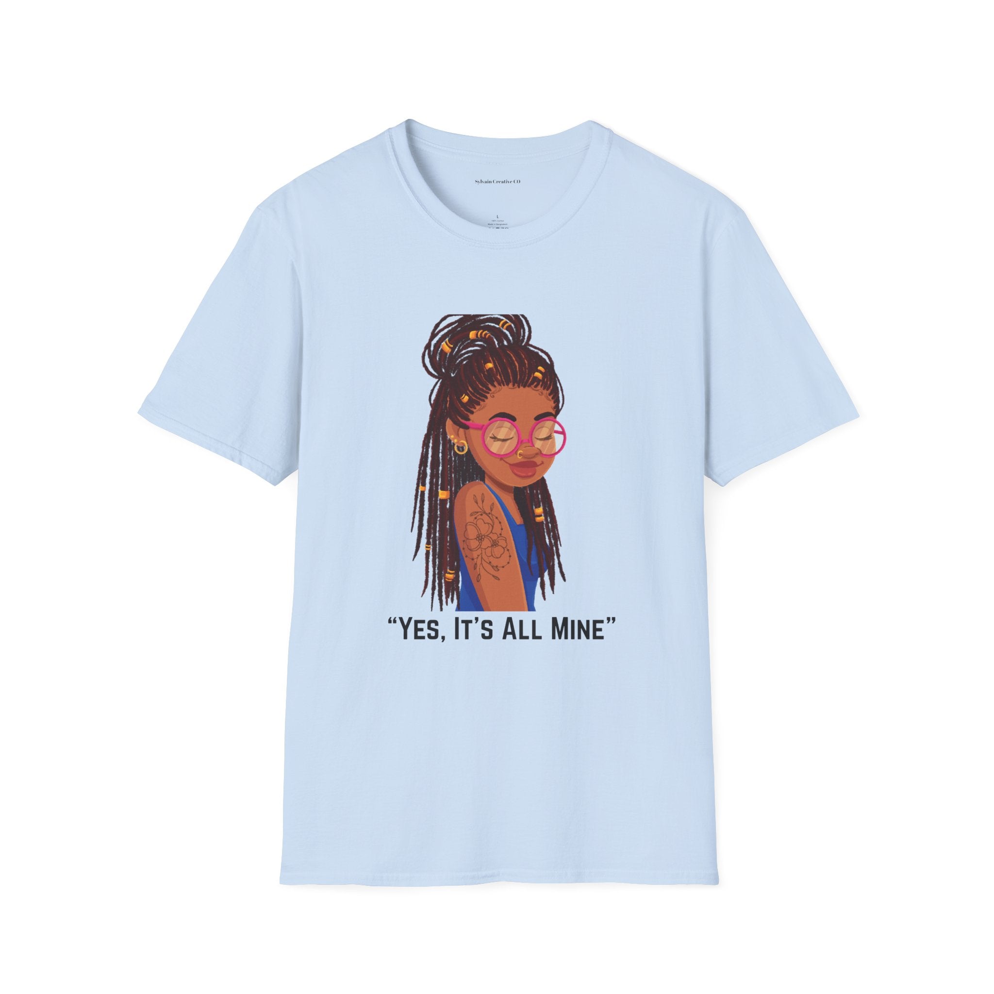 Graphic Tee — Afro Girl Illustration with "Yes, It’s All Mine"
